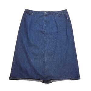 Jessica London Jean Skirt Womens Denim Dark Wash Modest Maxi 100% Cotton 24W